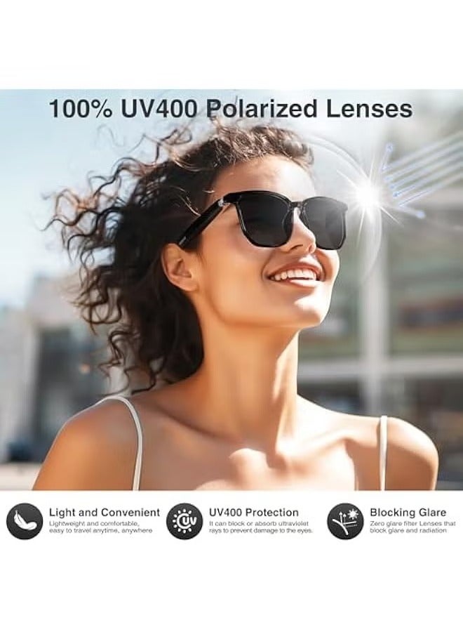Beauenty Black AI Bluetooth Sunglasses: Polarized lenses + UV protection, Bluetooth 5.4 + speaker, 144 language translation + AI chat + voice control + music, integrated translation glasses and earphones fun - Image 5