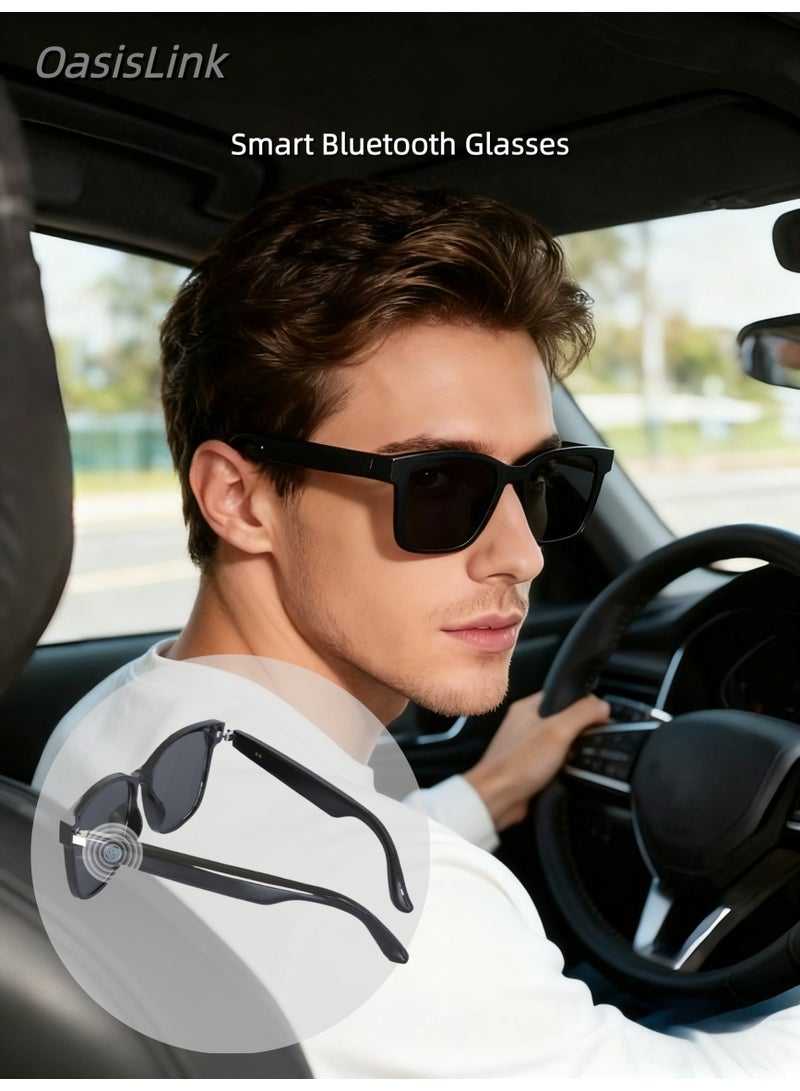 Beauenty Black AI Bluetooth Sunglasses: Polarized lenses + UV protection, Bluetooth 5.4 + speaker, 144 language translation + AI chat + voice control + music, integrated translation glasses and earphones fun - Image 1