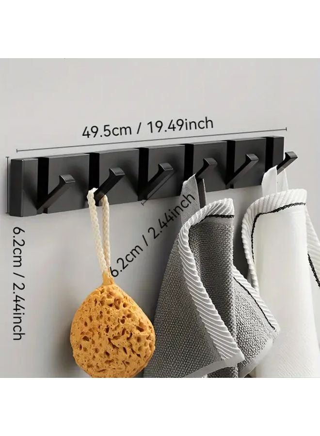 Black Wall Mounted Folding Hook Retractable Space Saving Hanger For Hats Towels Bags - Image 1