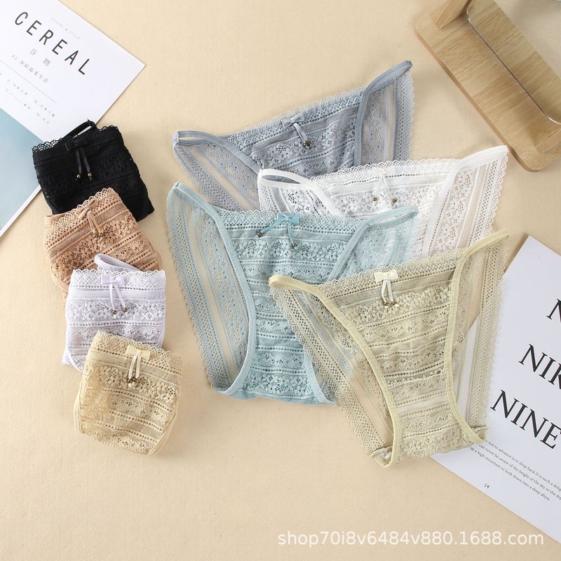 2838 Underwear, Feminine And Charming Lace Popular Low-Waist Breathable Seamless Ultra-Thin Comfortable Summer Nude Briefs - Image 2