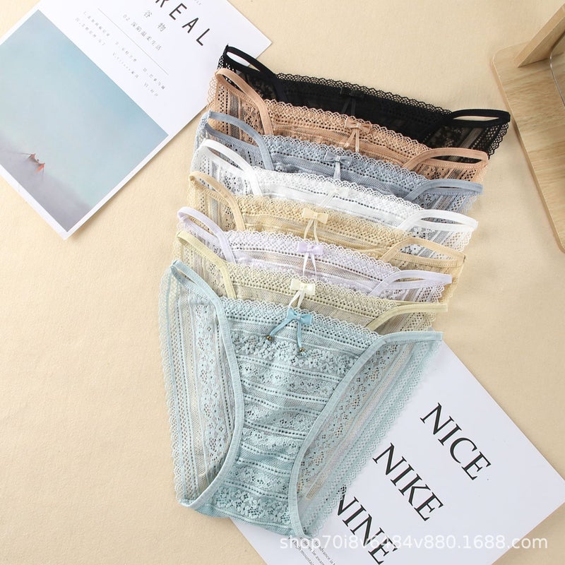 2838 Underwear, Feminine And Charming Lace Popular Low-Waist Breathable Seamless Ultra-Thin Comfortable Summer Nude Briefs - Image 3
