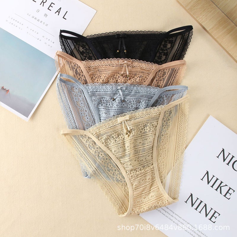 2838 Underwear, Feminine And Charming Lace Popular Low-Waist Breathable Seamless Ultra-Thin Comfortable Summer Nude Briefs - Image 4