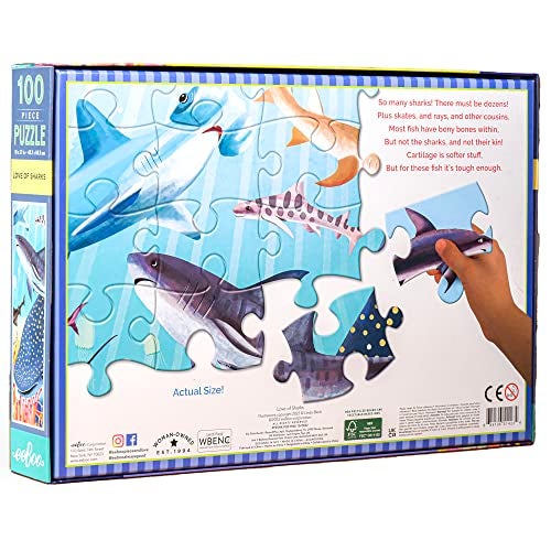 eeBoo 100 Piece Puzzle for Kids Love of Sharks Childrens Puzzle Ocean Themed Large Pieces for Small Hands to Develop Motor Skills - Image 5