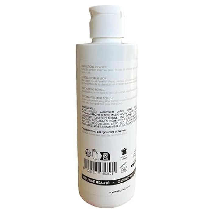 Argiletz white clay Kaolin mineral Shampoo for normal hair | 200 ml / 6.76 Fl.oz | Made in France - Image 2