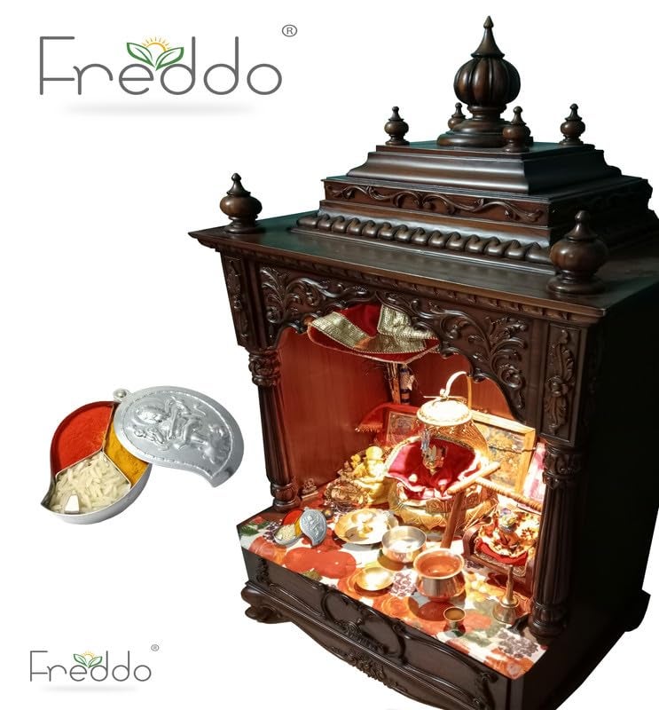 FREDDO -Stainless Steel Chandan Roli Tika Chopda Set/Chawal Akshat Haldi Dibbi/Kumkum Holder Chopda (NO 5) Pack of 1 Piece - Image 3