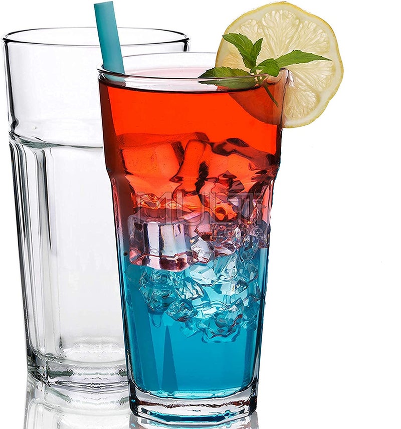 Mivana 400 ML European Water Glasses Highball Drinking Glasses for- Juice, Cold Drink, Mojito, Cocktail, Lead-Free, Perfect for Home, Restaurants and Parties Set of 2 (Casablanca Glass) - Image 1