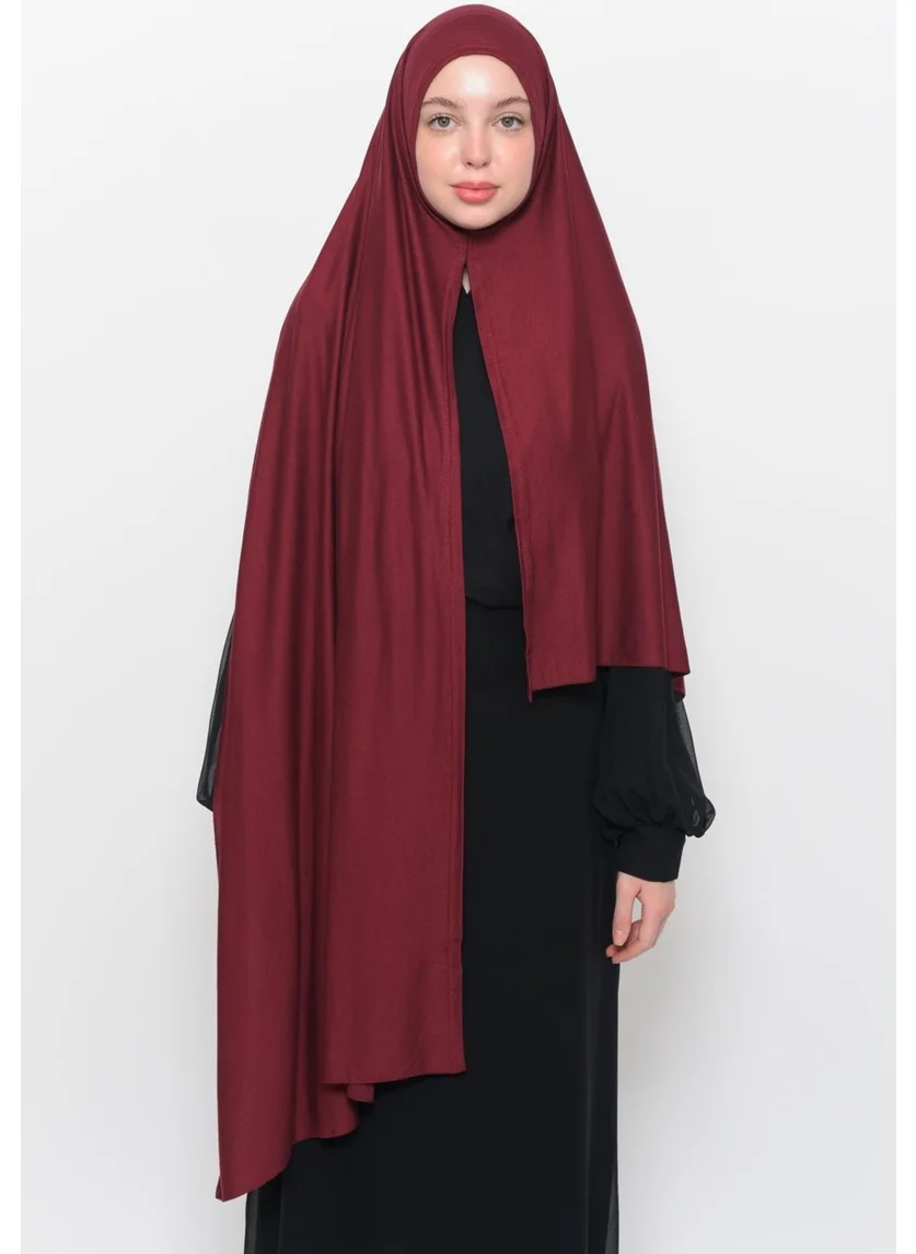 التوبة Ready Practical Interlocking Luxury Organic Plain Combed Cotton Shawl Cross Aligned - Dark Claret Red