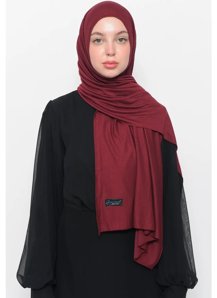 التوبة Ready Practical Interlocking Luxury Organic Plain Combed Cotton Shawl Cross Aligned - Dark Claret Red