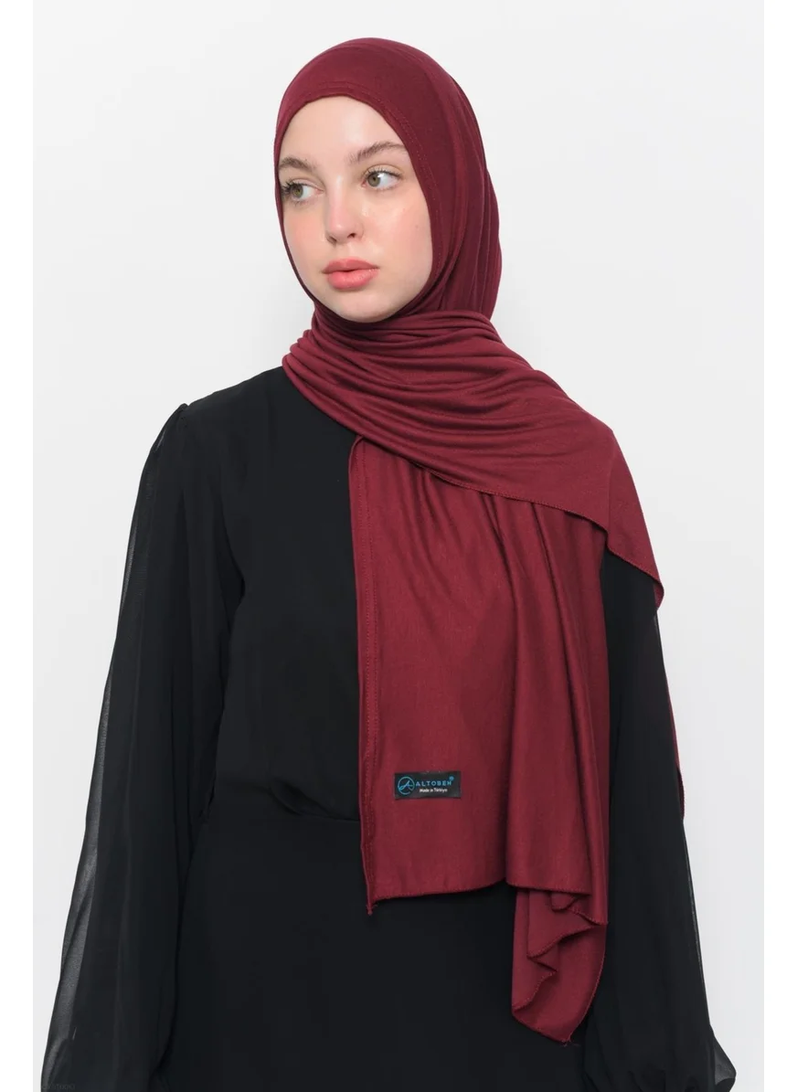 التوبة Ready Practical Interlocking Luxury Organic Plain Combed Cotton Shawl Cross Aligned - Dark Claret Red