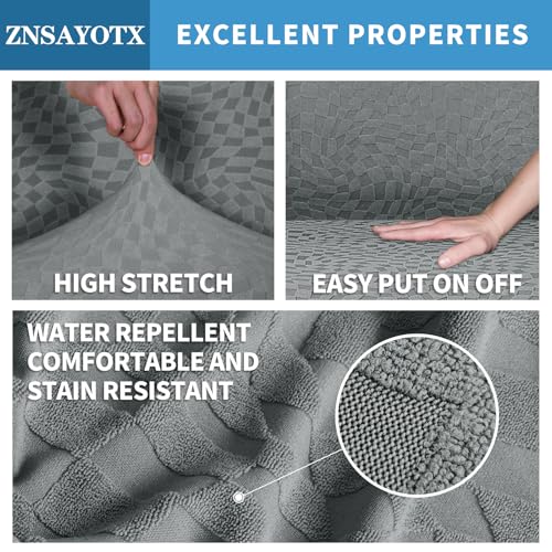 ZNSAYOTX 2026 Stretch Sectional Couch Covers Stylish Irregular Slipcovers with Elastic Bottom for L Shape Sectional Sofa, 2 Pcs Pet Friendly Protector (3 Seat Sofa + 3 Seat Chaise, Light Grey) - Image 4