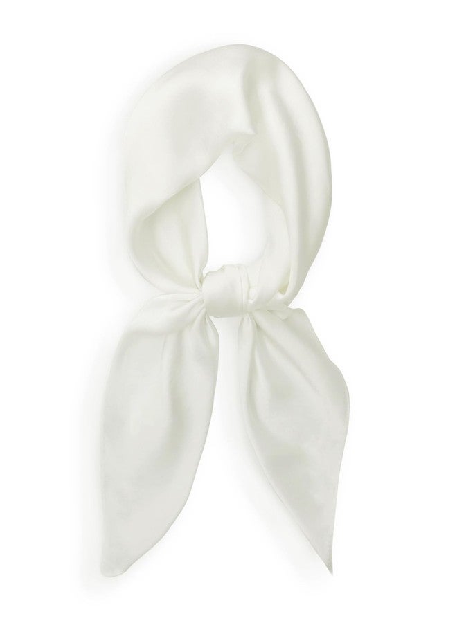 vimate White Satin Square Scarf-Women'S Fashion 27'' Silk Feeling Hair Head Scarf for Neck Wrap (Style 40-White) - Image 3