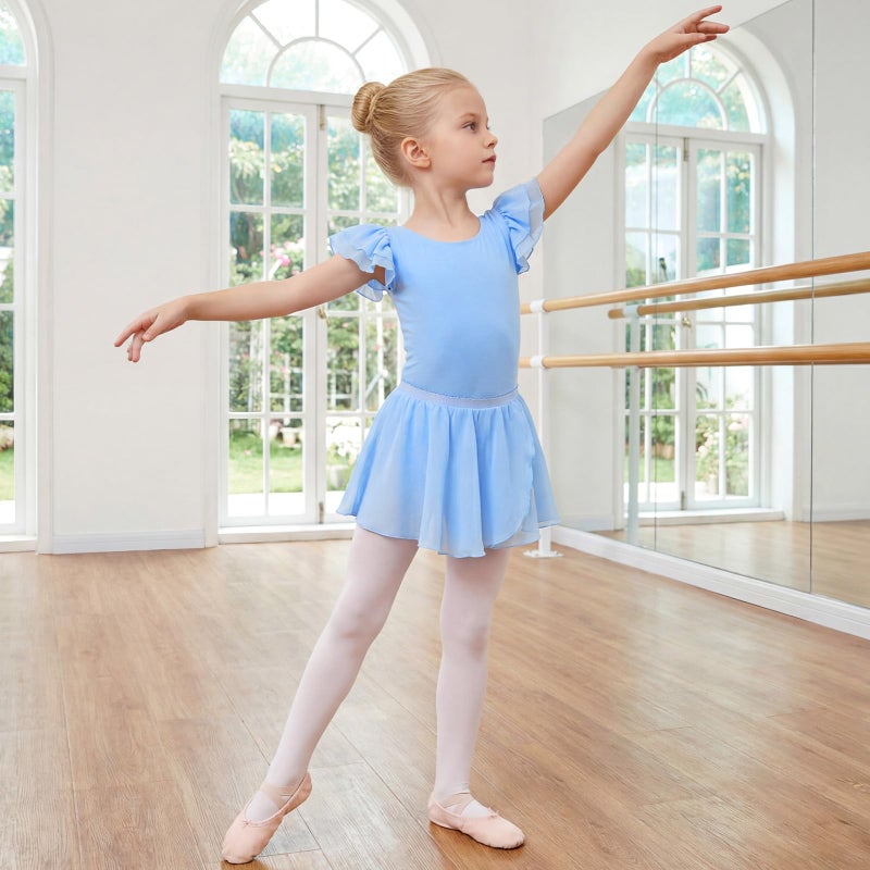 Gogokids 2 Pcs Ballet Leotards Dresses for Girls Crisscross Back Toddler Ballerina Outfit with Removable Skirt Combo 4-5T - Image 3