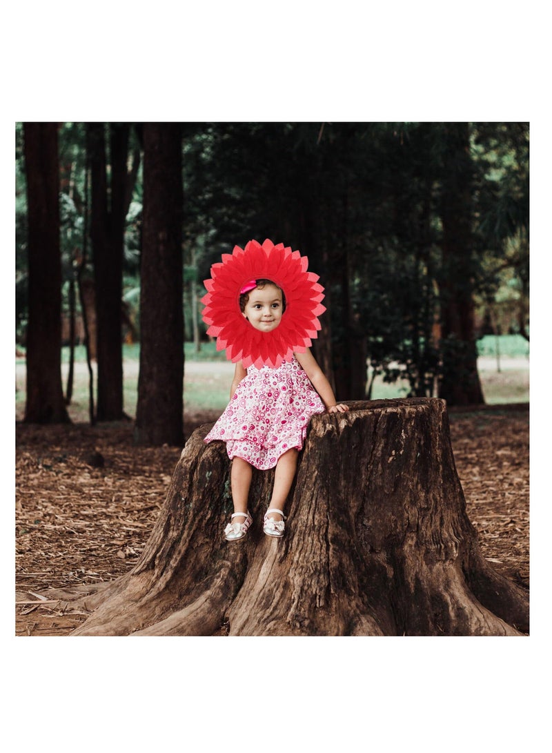 2 Pcs Sunflower Headgear Funny Performance Props Flower Costume Headpiece Sunflower Hat for Dance Party Festival Games Kids Teens Women Adults(Red) - Image 2