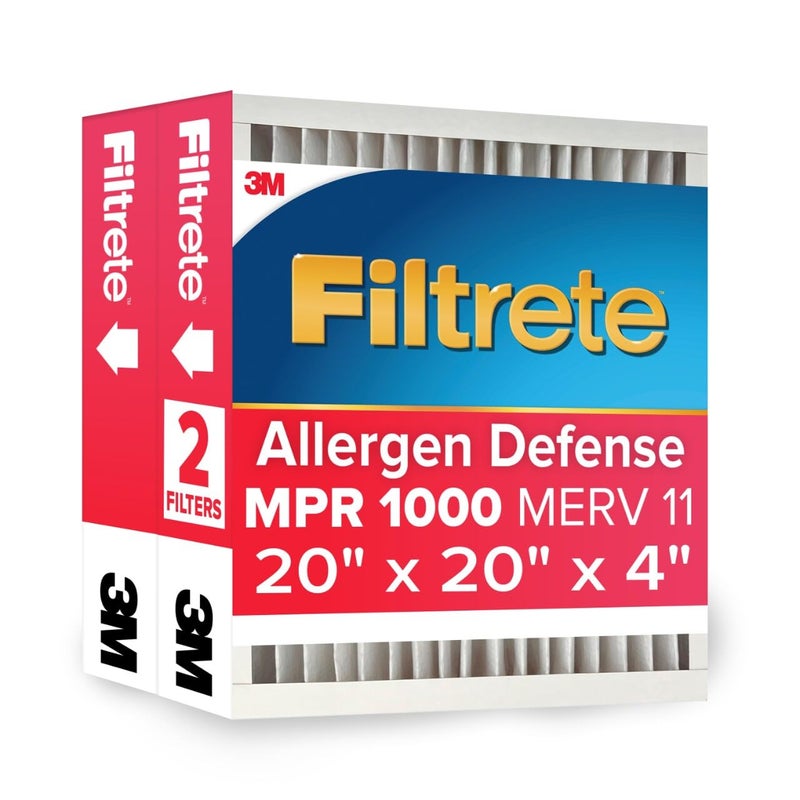 Filtrete 20x20x4 AC Furnace Air Filter, MPR 1000, MERV 11, Fits Honeywell, Allergen Defense, Electrostatic Air Cleaning Filter, 2-Pack (actual size 19.88 x 19.88 x 4.31) - Image 1