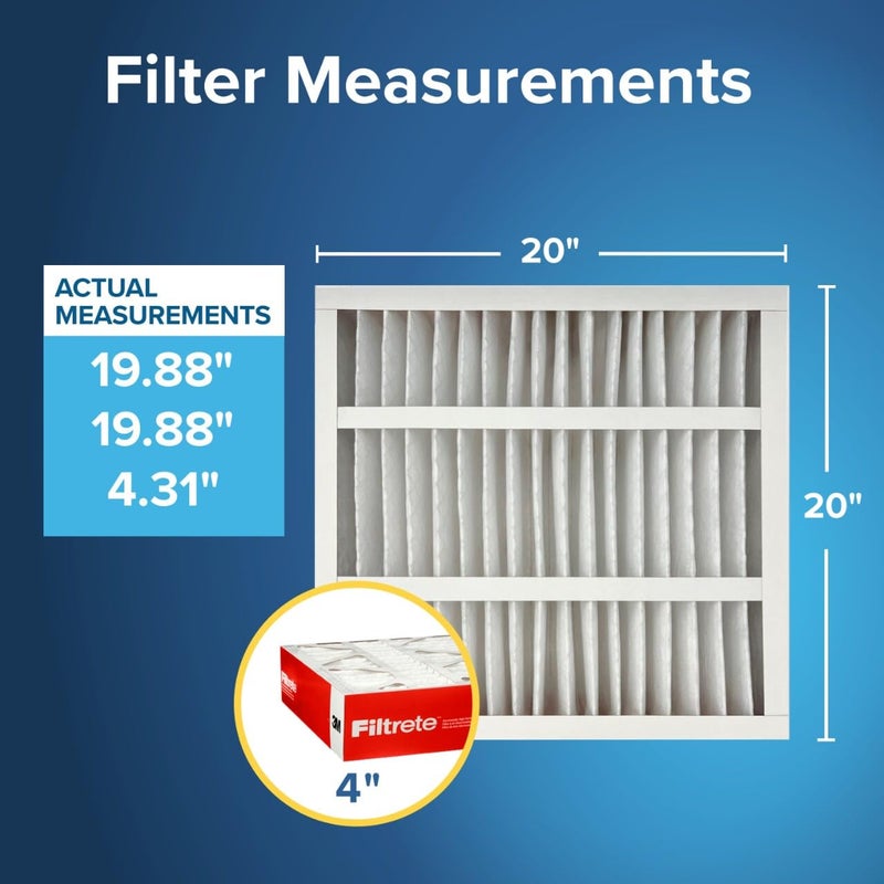 Filtrete 20x20x4 AC Furnace Air Filter, MPR 1000, MERV 11, Fits Honeywell, Allergen Defense, Electrostatic Air Cleaning Filter, 2-Pack (actual size 19.88 x 19.88 x 4.31) - Image 2