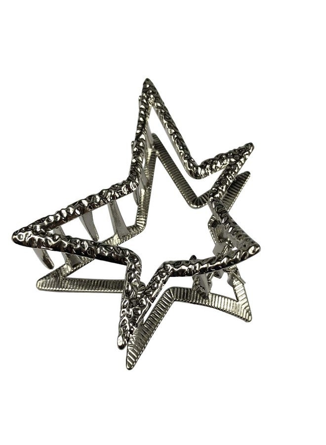 KINFENE Heart-shaped or Stars Metal Hair Clips Claw Jaw with Teeth Comb Strong Grip for Long Hair,Hair Stylish,French twist,Wedding (Stars, Silver) - Image 3