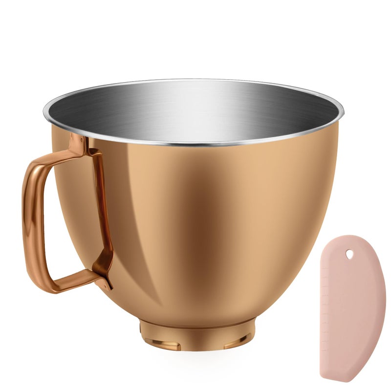 Wiselet 5 Quart Stainless Steel Mixer Bowl for KitchenAid Classic&Artisan Series 4.5-5 QT Tilt-Head Mixer, Copper Color, 18/8 Stainless Steel, Silicone Scraper, Dishwasher Safe. Fit K45SS KSM75 KSM90 KSM150 - Image 1