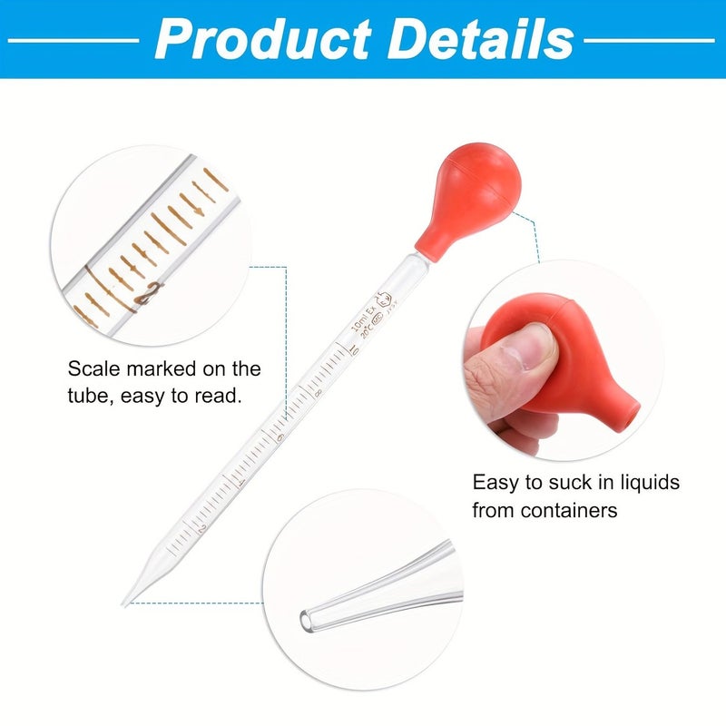 3pcs Glass Pipettes Set with Precise Graduations and Cleaning Brush for Lab Research Liquid Transfer - Image 4