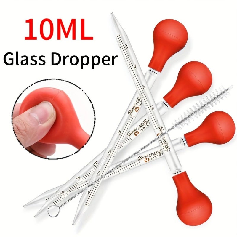 3pcs Glass Pipettes Set with Precise Graduations and Cleaning Brush for Lab Research Liquid Transfer - Image 1