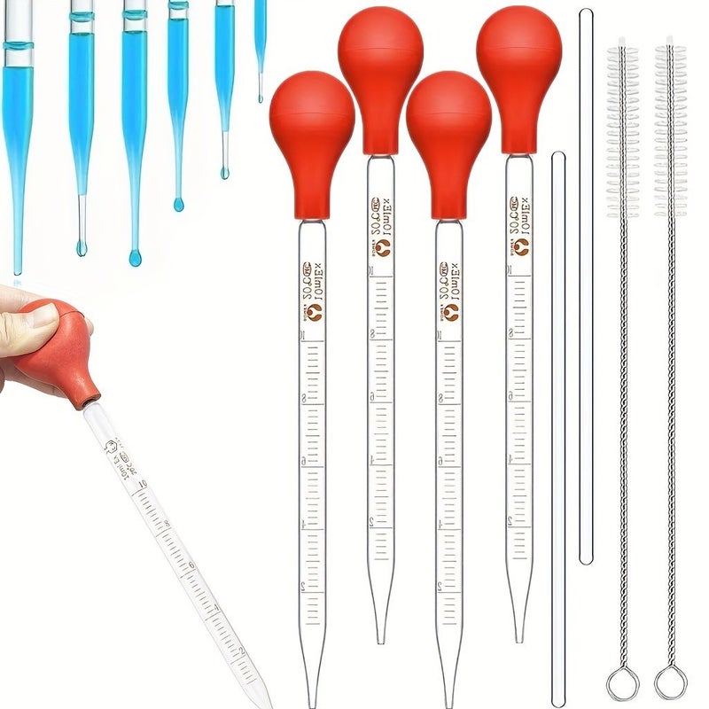 3pcs Glass Pipettes Set with Precise Graduations and Cleaning Brush for Lab Research Liquid Transfer - Image 2