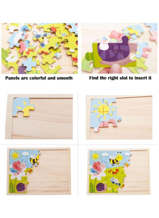 ZCM-HAPPY - 4 Piece Set of 60 Pieces Wooden Puzzle Educational Toys for Children - Image 1