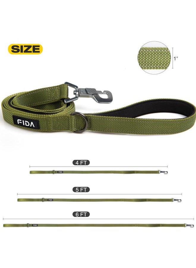 fida - 4 FT Heavy Duty Dog Leash with 2 Comfortable Padded Handles, Traffic Handle & Advanced Easy Snap Hook, Reflective Walking Lead for Large, Medium & Small Breed Dogs, Green - Image 1