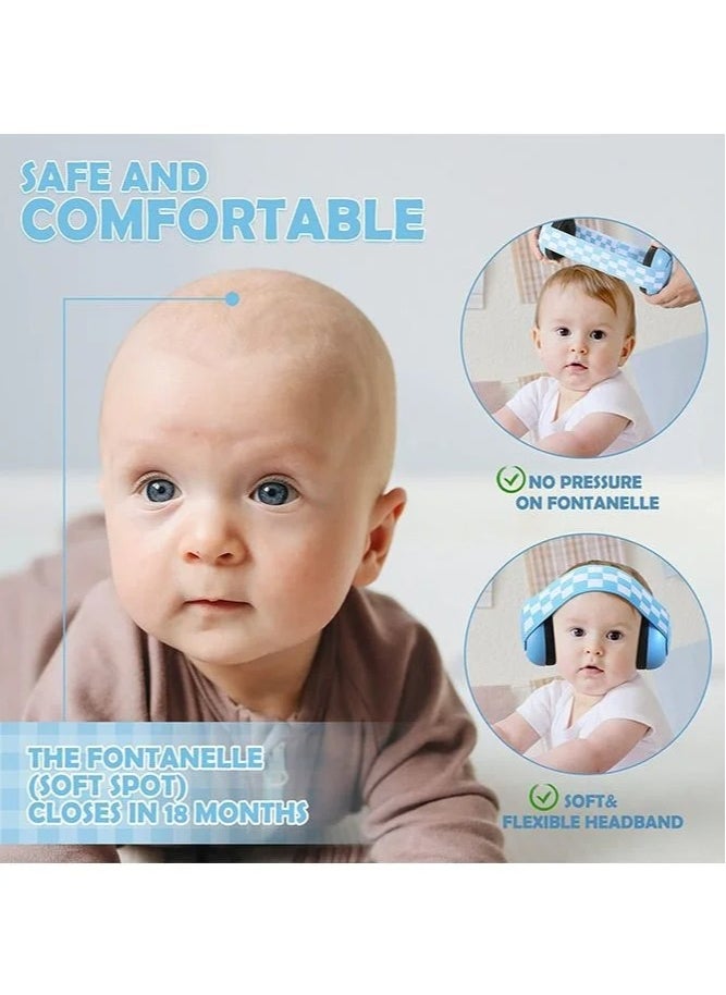 MIXDE - Baby Earmuffs With Adjustable Elastic Headband - Noise Reduction Soundproofing Ear Protector, 2 To 24 Months, Blue - Image 1