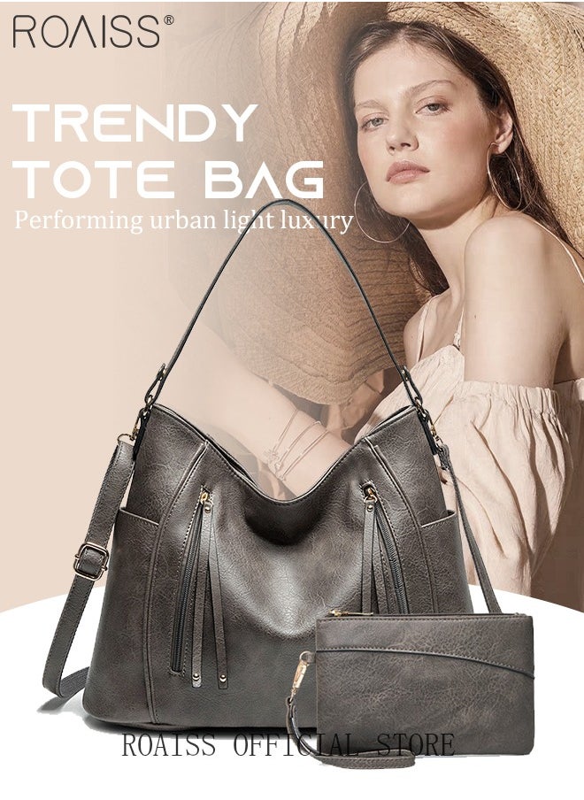 roaiss Large Crossbody Bags Ladies Shoulder Handbags Purse Set for Women Hobo Totes PU Leather Purses and Handbags Shoulder Bag Vegan Leather Tote  - Image 1