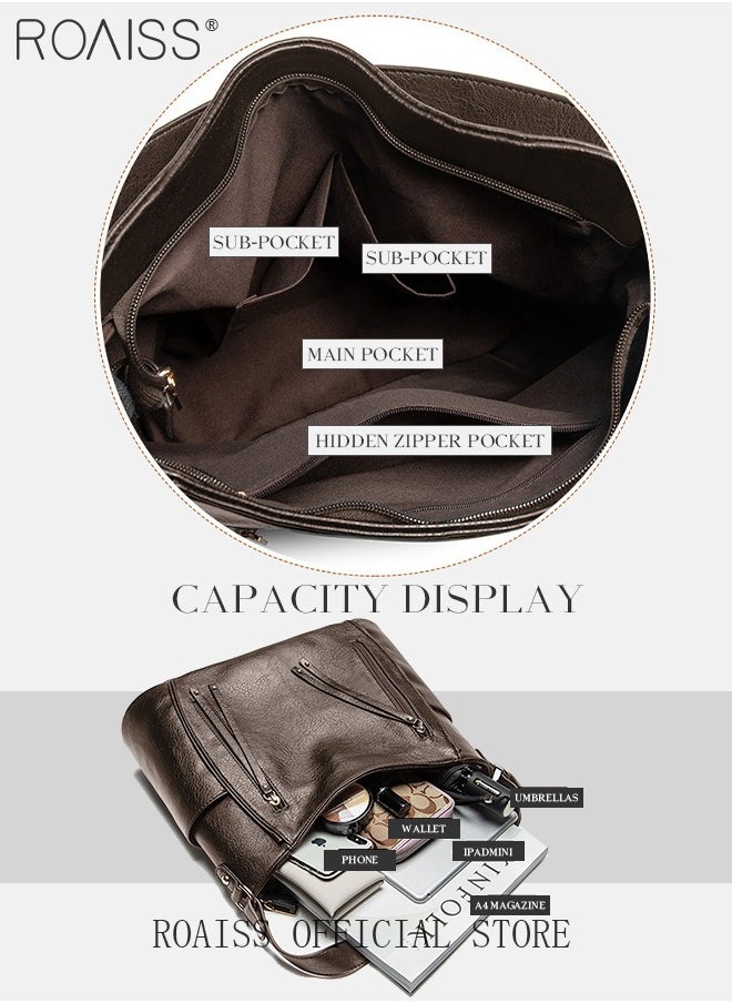 roaiss Large Crossbody Bags Ladies Shoulder Handbags Purse Set for Women Hobo Totes PU Leather Purses and Handbags Shoulder Bag Vegan Leather Tote  - Image 5