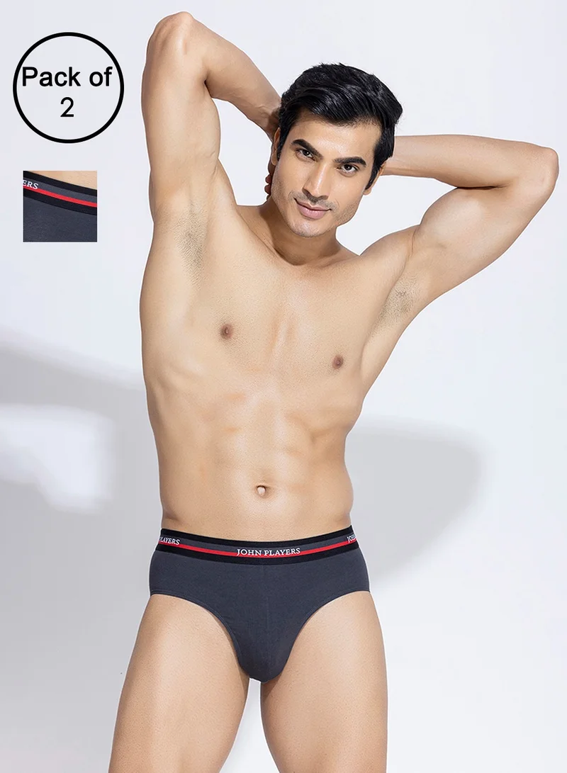 جون بلاير John Players Pack of 2 Classic Cotton Briefs in Dark Grey