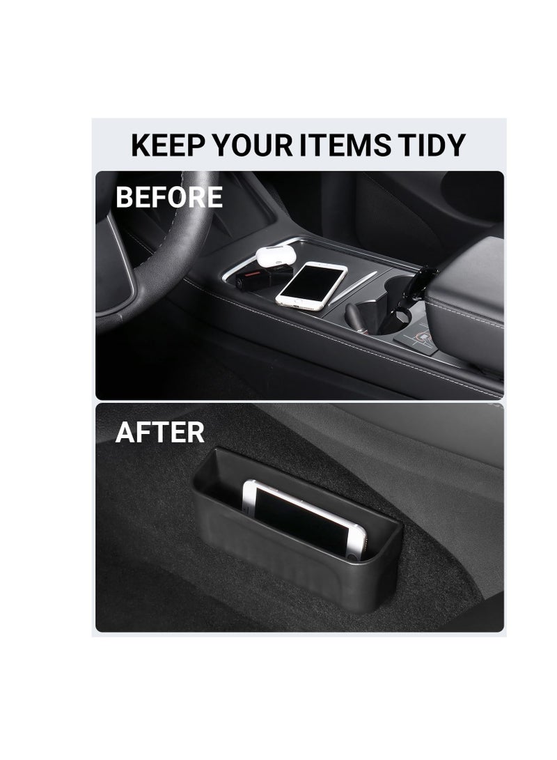 Tesla Center Console Organizer for Model Y 3 S X Silicone Storage Box for Glasses Keys Cards Phones Interior Accessories Black - Image 2