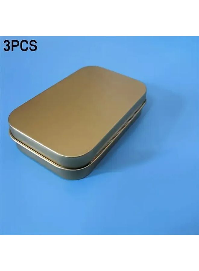 Golden 3Pcs Portable Metal Storage Box Set Rectangular Hinged Organizer For Jewelry Candy - Image 1