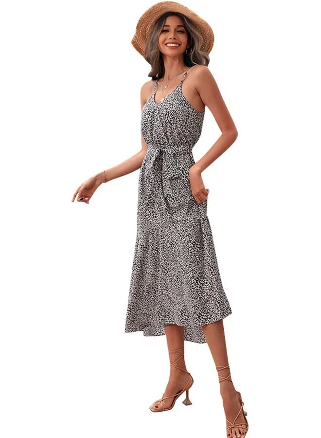 يونيكي Black Printed Midi Dress