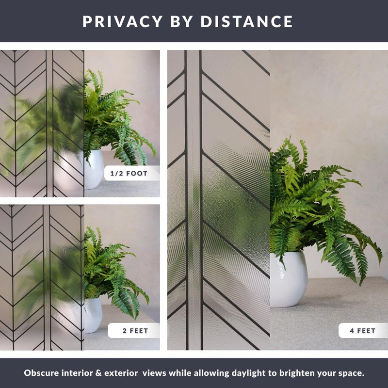 Artscape Chevron 24 x 36 Inch Window Film, Made in USA â€“ Provides Privacy, Non-Adhesive, Textured Leaded Glass Pattern, UV Protection, Easy to Apply and Removable - Image 4