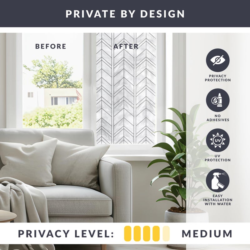 Artscape Chevron 24 x 36 Inch Window Film, Made in USA â€“ Provides Privacy, Non-Adhesive, Textured Leaded Glass Pattern, UV Protection, Easy to Apply and Removable - Image 3