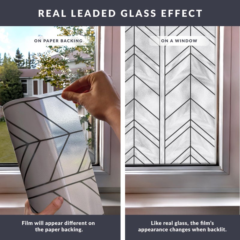 Artscape Chevron 24 x 36 Inch Window Film, Made in USA â€“ Provides Privacy, Non-Adhesive, Textured Leaded Glass Pattern, UV Protection, Easy to Apply and Removable - Image 5