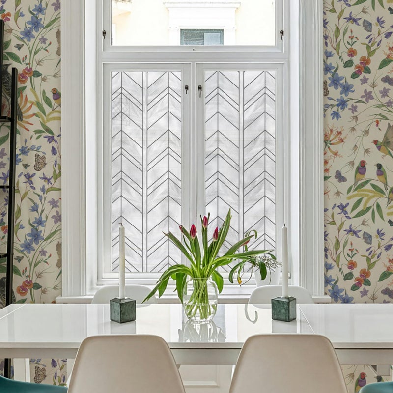 Artscape Chevron 24 x 36 Inch Window Film, Made in USA â€“ Provides Privacy, Non-Adhesive, Textured Leaded Glass Pattern, UV Protection, Easy to Apply and Removable - Image 1