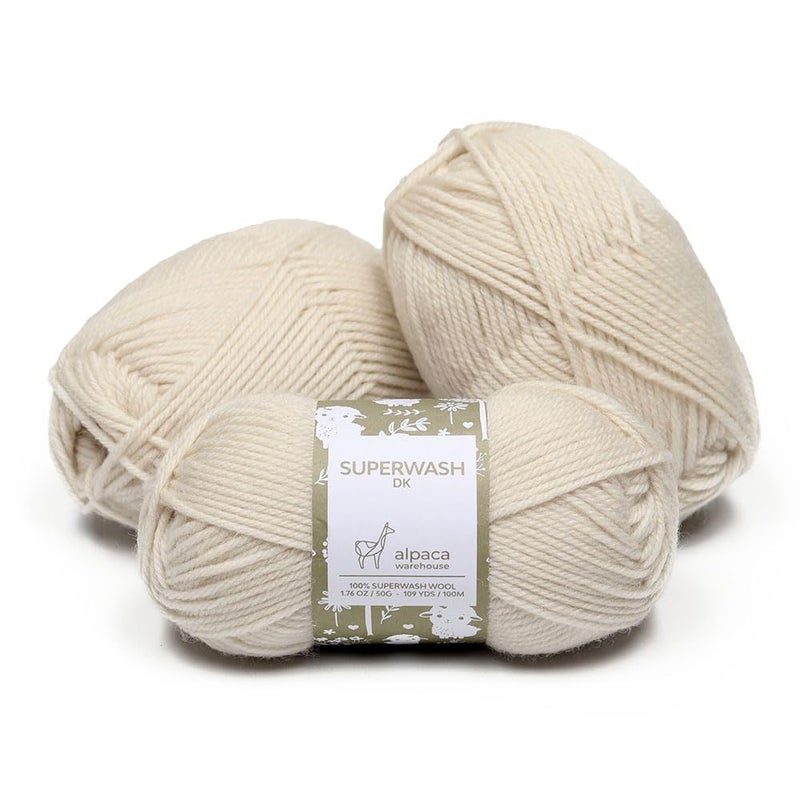 Alpaca Warehouse 100 Pure Wool Yarn Superwash Set of 3 Skeins 150 Grams DK Weight Sourced Directly from Peru Heavenly Soft and Perfect for Knitting and Crocheting Alabaster White - Image 2