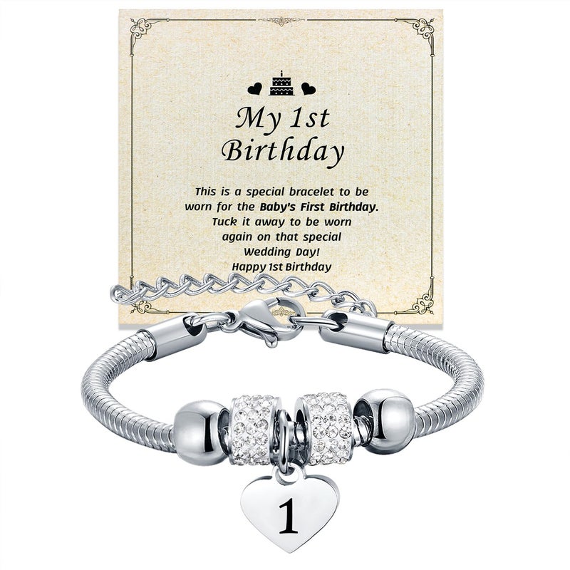 Yonhon My First 1st Birthday Bracelet, Happy 1st/1yr Year Old Birthday Bracelet for Daughter Granddaughter Niece - Image 1