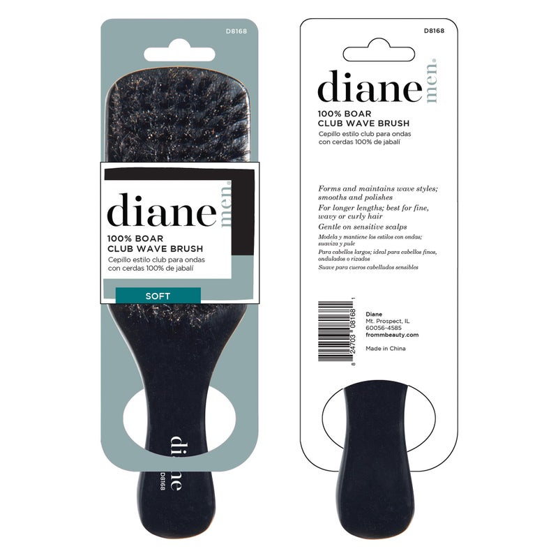 Diane 100% Boar Bristle Club Brush for Waves and Smoothing - Fine to Medium Hair Detangler for Men and Women, Shine Restorer, Soft on Scalp - Image 5