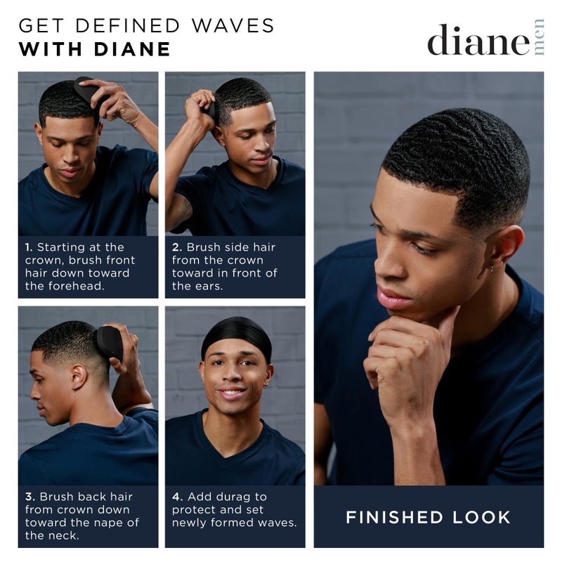Diane 100% Boar Bristle Club Brush for Waves and Smoothing - Fine to Medium Hair Detangler for Men and Women, Shine Restorer, Soft on Scalp - Image 3