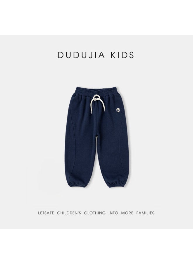 Dudu Kids 【7a Antibacterial】 Children's Pants Spring Girls Sports Pants Spring Boys Long Casual Pants Trendy Navy 100 - Image 3