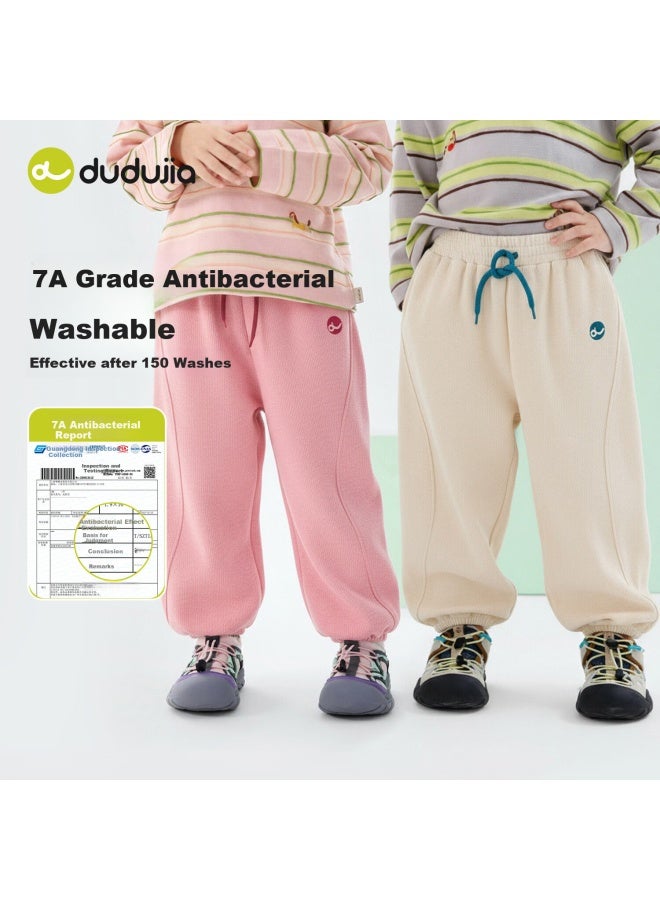 Dudu Kids 【7a Antibacterial】 Children's Pants Spring Girls Sports Pants Spring Boys Long Casual Pants Trendy Navy 100 - Image 2