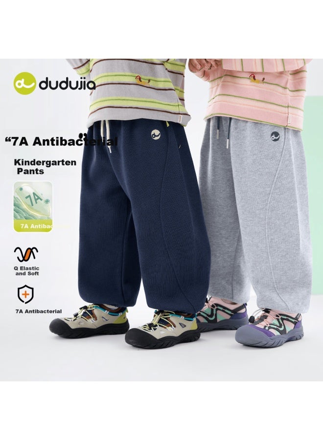 Dudu Kids 【7a Antibacterial】 Children's Pants Spring Girls Sports Pants Spring Boys Long Casual Pants Trendy Navy 100 - Image 1