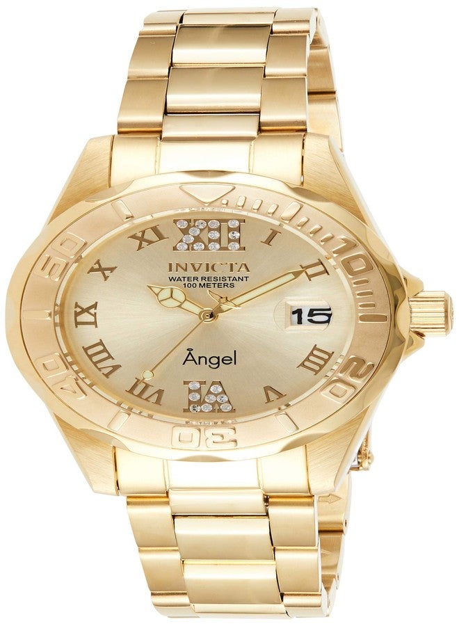 Invicta Women's Angel Analog Display Quartz Watch Stainless-Steel Strap, Gold/Silver, 18, (Model: 14396, 14397), Gold-Tone, Standard, Quartz Movement - Image 4