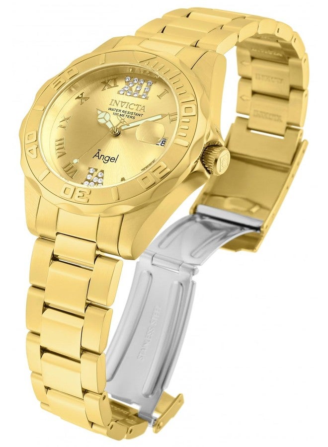 Invicta Women's Angel Analog Display Quartz Watch Stainless-Steel Strap, Gold/Silver, 18, (Model: 14396, 14397), Gold-Tone, Standard, Quartz Movement - Image 2