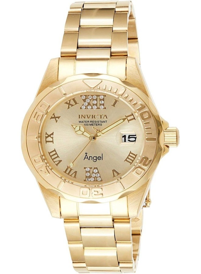 Invicta Women's Angel Analog Display Quartz Watch Stainless-Steel Strap, Gold/Silver, 18, (Model: 14396, 14397), Gold-Tone, Standard, Quartz Movement - Image 1