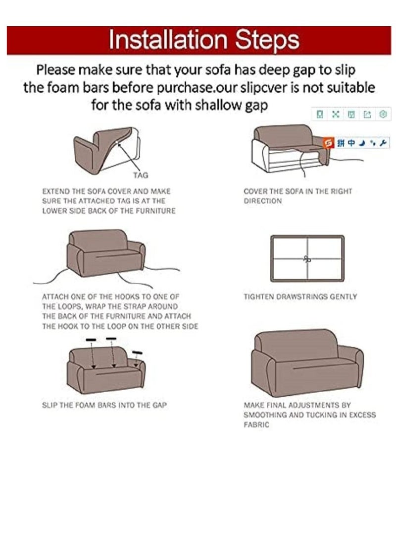 HAPPY MOOD Sofa Slipcover Armchair Couch Cover With Elastic Straps Furniture Protector Washable Anti Skid Stretch Home Deco (1SEATER) - Image 4