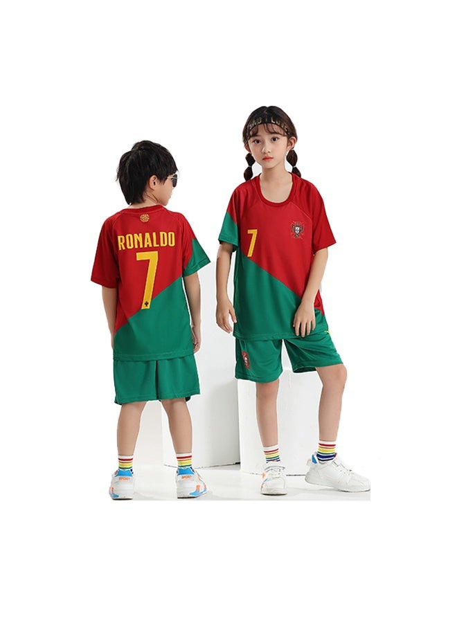 Youth football Portugal home team children's clothing football sports competition football uniform suit jersey - Image 1
