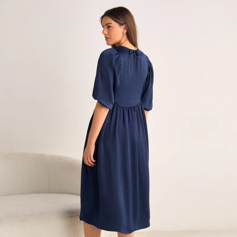 Splash FAV Tie-Up Detail Night Dress with Short Sleeves